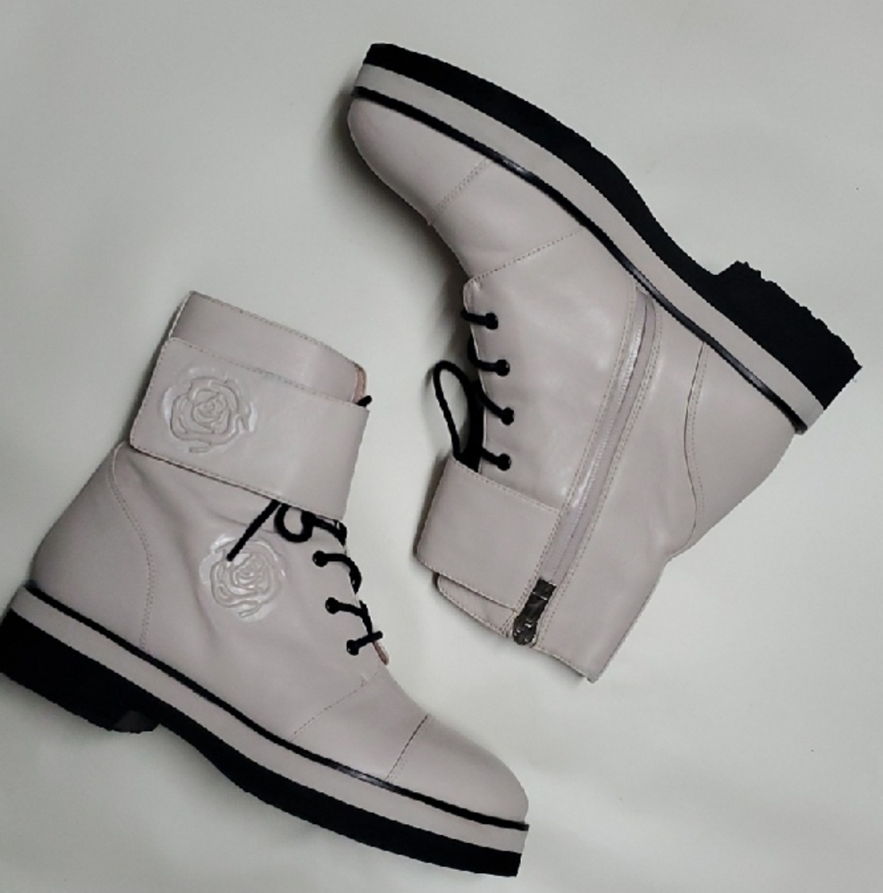 Taryn Rose Valentina Leather Combat Boots